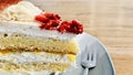 A strawberry frozen yogurt cake, close up details view. Royalty Free Stock Photo