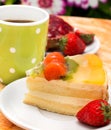 Strawberry Fruit Cake Shows Fresh Cream Gateau And Bakery