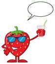 Strawberry Fruit Cartoon Mascot Character With Sunglasses