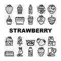 strawberry fruit fresh red berry icons set vector Royalty Free Stock Photo