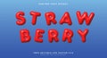 Strawberry fruit Inflated editable text effect Royalty Free Stock Photo