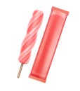 Strawberry Fruit Juice Ice on Stick with Pink Foil Royalty Free Stock Photo