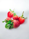 Top view of strawberries isolated on white background, Lots of strawberries and white background,. Ripe berries Royalty Free Stock Photo