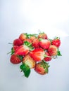 Top view of strawberries isolated on white background, Lots of strawberries and white background,. Ripe berries Royalty Free Stock Photo