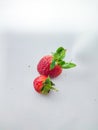 Top view of strawberries isolated on white background, Lots of strawberries and white background,. Ripe berries Royalty Free Stock Photo