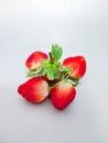 Top view of strawberries isolated on white background, Lots of strawberries and white background,. Ripe berries Royalty Free Stock Photo