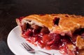 Strawberry fruit pie and fork Royalty Free Stock Photo
