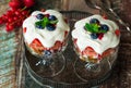 Strawberry fruit salad with honey yoghurt Royalty Free Stock Photo