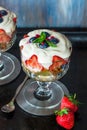 Strawberry fruit salad with honey yoghurt Royalty Free Stock Photo