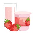 strawberry fruit yogurt fresh with glass