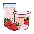 strawberry fruit yogurt fresh with glass