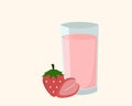 strawberry with glass of smoothies milkshake isolated on white Royalty Free Stock Photo