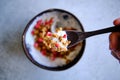 Strawberry granola with yoghurt