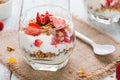 Strawberry , granola and yogurt healthy breakfast parfait