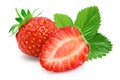 Strawberry and half isolated on white background. Fresh berry with clipping path and full depth of field Royalty Free Stock Photo