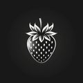 Strawberry. Hand-drawn black flat  illustration isolated on white. AI generated Royalty Free Stock Photo