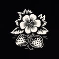 Strawberry. Hand-drawn black flat  illustration isolated on white. AI generated Royalty Free Stock Photo