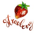 Strawberry Hand lettering typography. Usable for stickers, posters, packaging Royalty Free Stock Photo