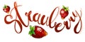 Strawberry Hand lettering typography. Usable for stickers, posters, packaging Royalty Free Stock Photo