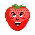 Strawberry Happy Emoji. Red berry merryl emotion isolated Royalty Free Stock Photo