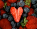 Strawberry Heart on berries