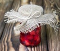 Strawberry home jelly jam in a glass. Royalty Free Stock Photo