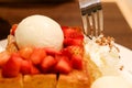 Strawberry honey toast with ice cream and whipcream Royalty Free Stock Photo