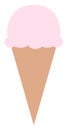 Strawberry ice cream in cone icon. Vector illustration Royalty Free Stock Photo