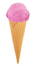 Strawberry  ice cream in the cone on white background with clipping path Royalty Free Stock Photo