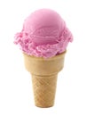 Strawberry Ice cream in the cone on white background Royalty Free Stock Photo