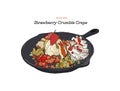 Strawberry ice-cream crepe with crumble serve in pan. Hand draw