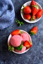 Strawberry ice cream with fresh berries Royalty Free Stock Photo