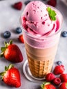 strawberry ice cream in a glass berry mood summer dessert. Royalty Free Stock Photo