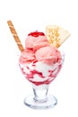 Strawberry ice cream in glass bowl Royalty Free Stock Photo