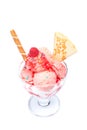 Strawberry ice cream in glass bowl Royalty Free Stock Photo