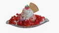 Strawberry ice cream in a glass bowl Decorated with fresh strawberries Royalty Free Stock Photo