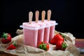 Strawberry ice cream popsicle