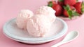 Strawberry ice cream scoops on a plate Royalty Free Stock Photo