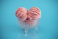 Strawberry Ice Cream Sundae on a Bright Blue Background Royalty Free Stock Photo