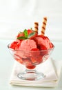 Strawberry ice cream sundae Royalty Free Stock Photo
