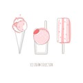 Strawberry ice cream vector illustration