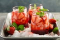 Strawberry ice tea or cold cocktail Royalty Free Stock Photo
