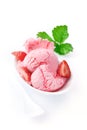 Strawberry icecream garnished with fresh fruit Royalty Free Stock Photo