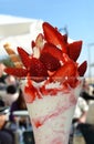 Strawberry Icecream on a summer terrace