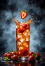 Strawberry Iced Drink With Splash Effect And Dramatic Dark Background Royalty Free Stock Photo