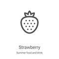 strawberry icon vector from summer food and drink collection. Thin line strawberry outline icon vector illustration. Linear symbol Royalty Free Stock Photo