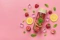 Strawberry infused water, cocktail, lemonade or tea. Royalty Free Stock Photo