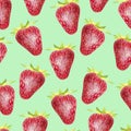 Strawberry isolated on white background. Red berry closeup. Fresh organic food. Watercolor painting. Botanical realistic