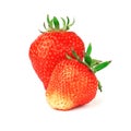 Strawberry isolated on white background. two ripe juicy strawberries Royalty Free Stock Photo