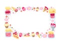 Strawberry jam frame horizontal banner on white background. Royalty Free Stock Photo